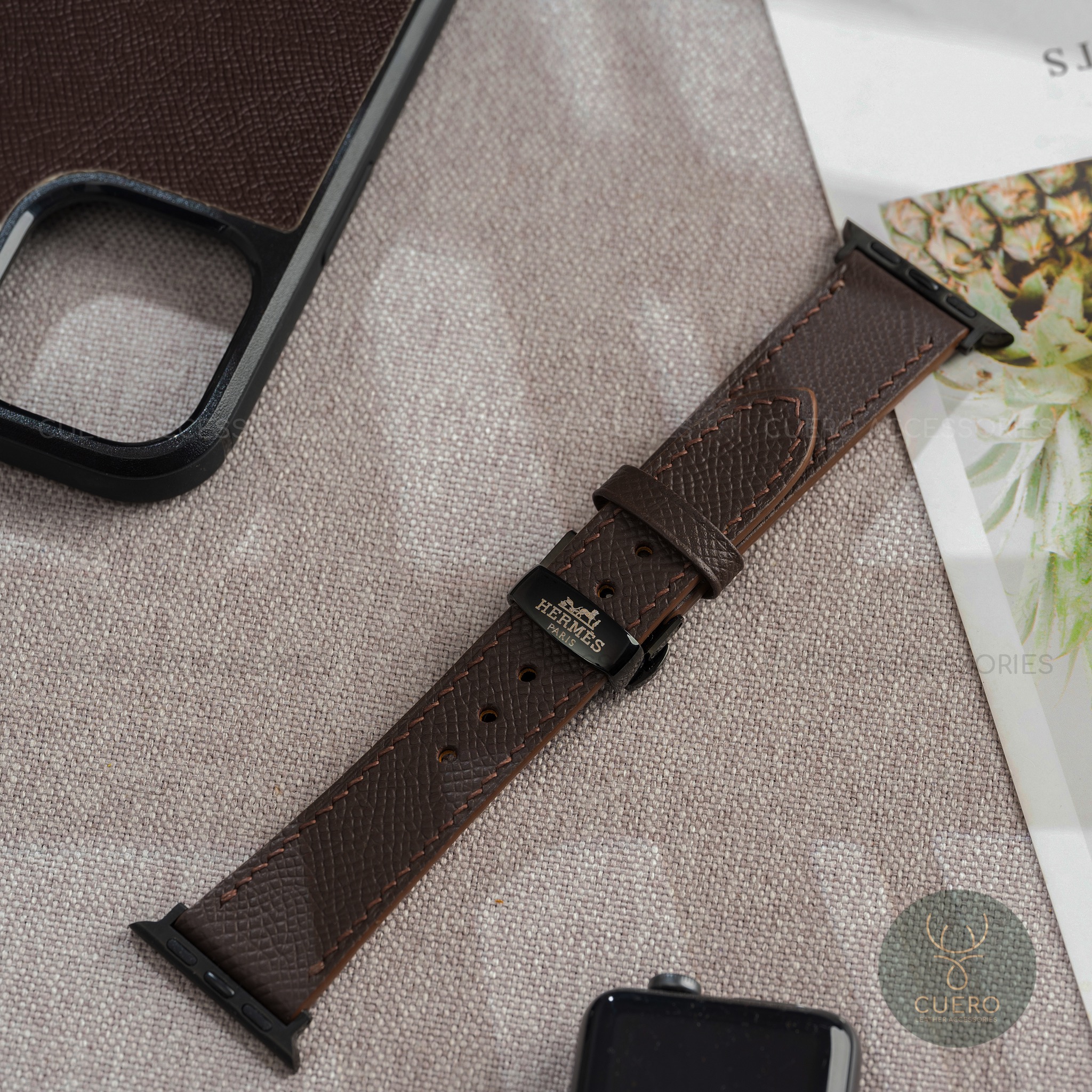 Dây đồng hồ da bò Epsom khóa bướm HM - Ảnh 2