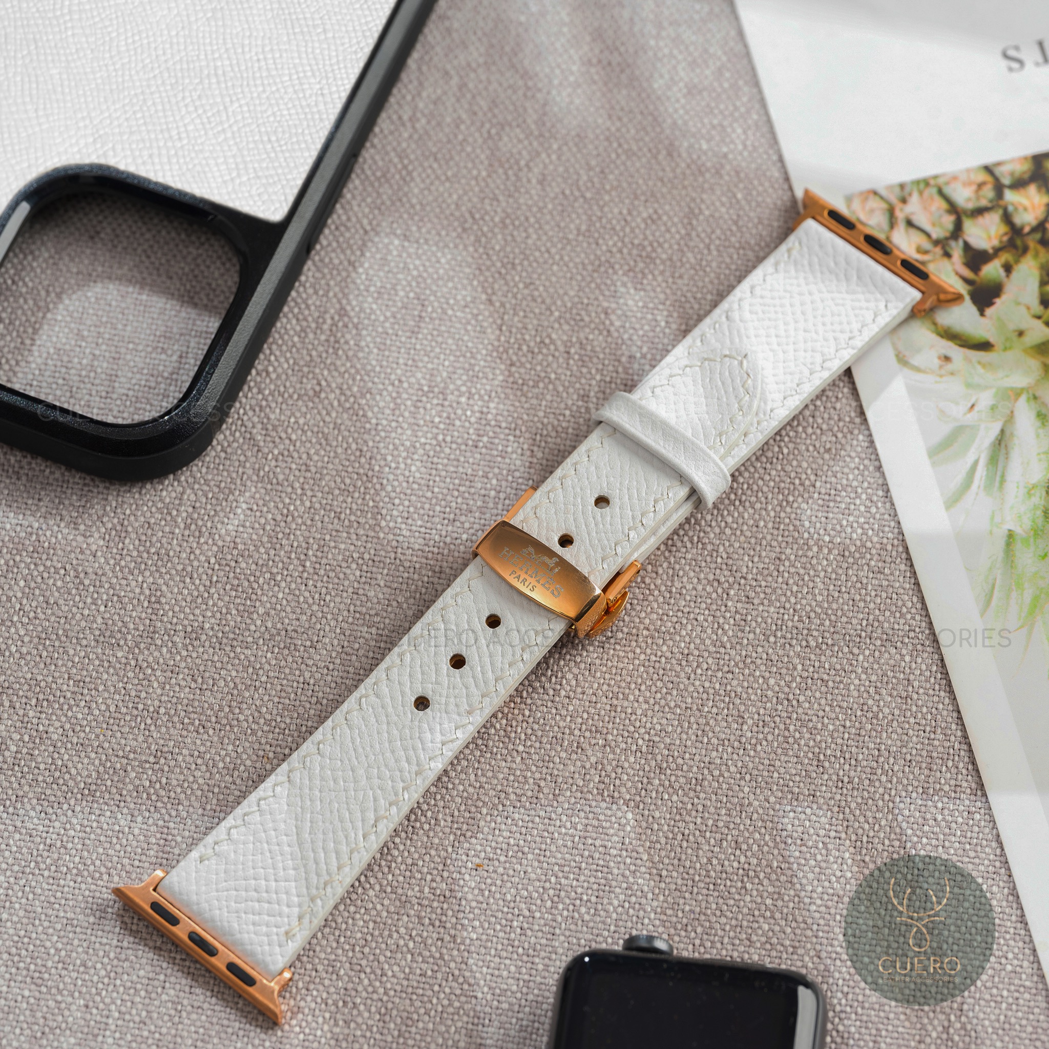Dây đồng hồ da bò Epsom khóa bướm HM - Ảnh 8